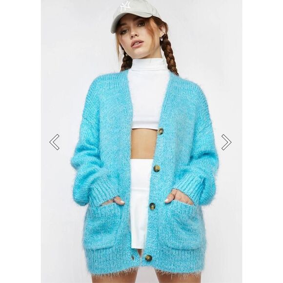 Free People Blue Butterfly Nevermind Cardigan NWT size XS - Picture 1 of 7